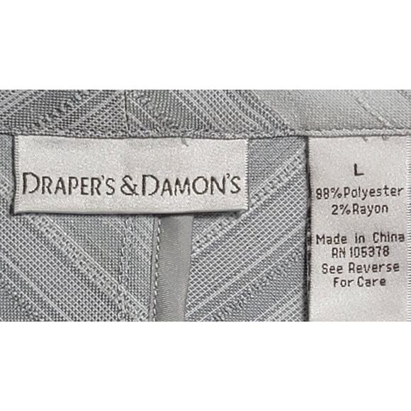 Draper's & Damon's Gray Striped Open Front Blazer Large Lightweight Soft Flowy - Picture 3 of 7